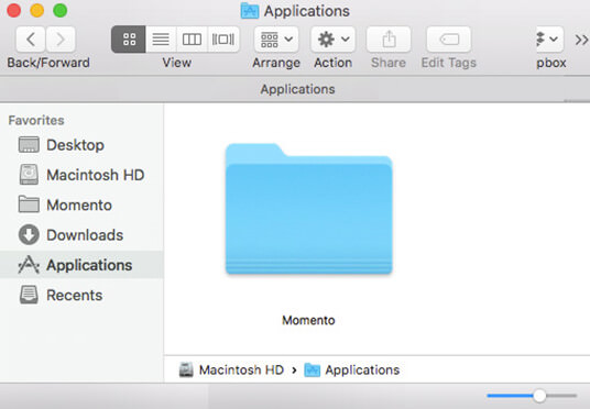 Momento software application folder