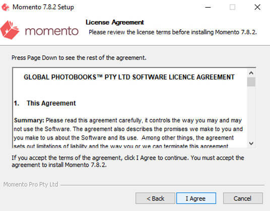 Momento software licence agreement
