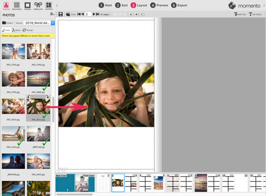 Add photo to custom diary in Momento software