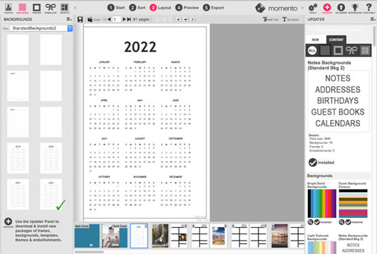 Diary Notes graphics in Momento software