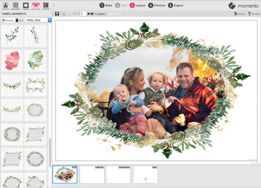 Add embellishments to a photo greeting card