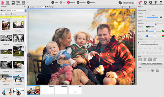 Add a photo to a photo greeting card in Momento software