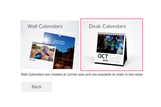 How to start a photo desk calendar in Momento software