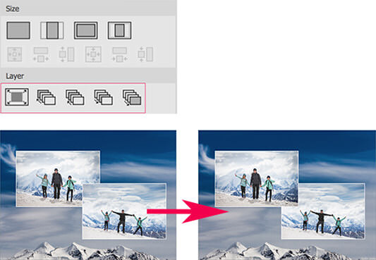 Layer photos in Layout View of Momento software