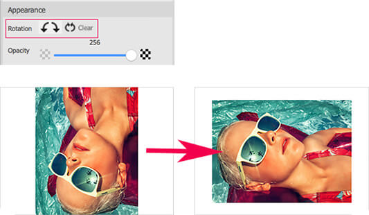 Automatically rotate a photo via Appearance menu in Layout View